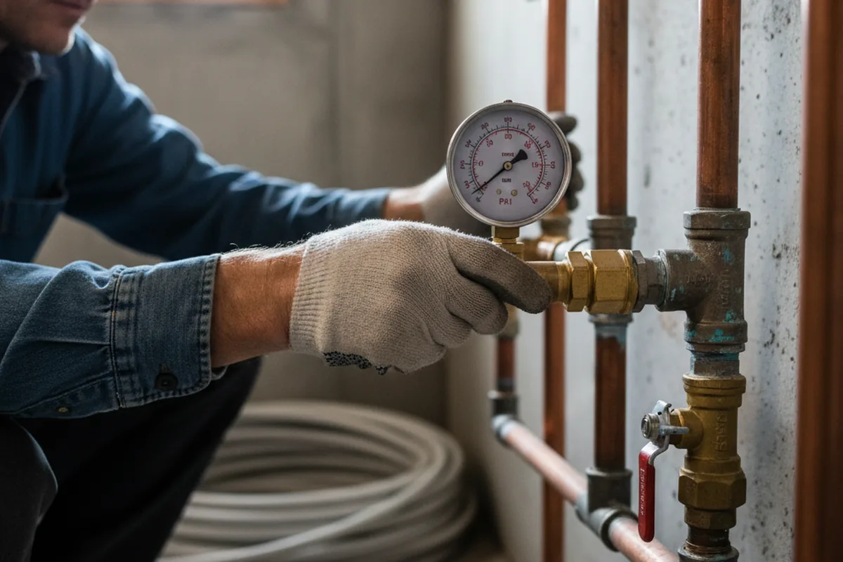 Pressure testing a repaired line during Water Line Repair in Milano